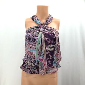 Rampage Sleeveless Summer Halter Tank Top Womens Size S  Paisley Floral